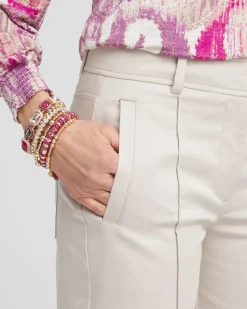 Stretch Sateen Straight Cropped Pants