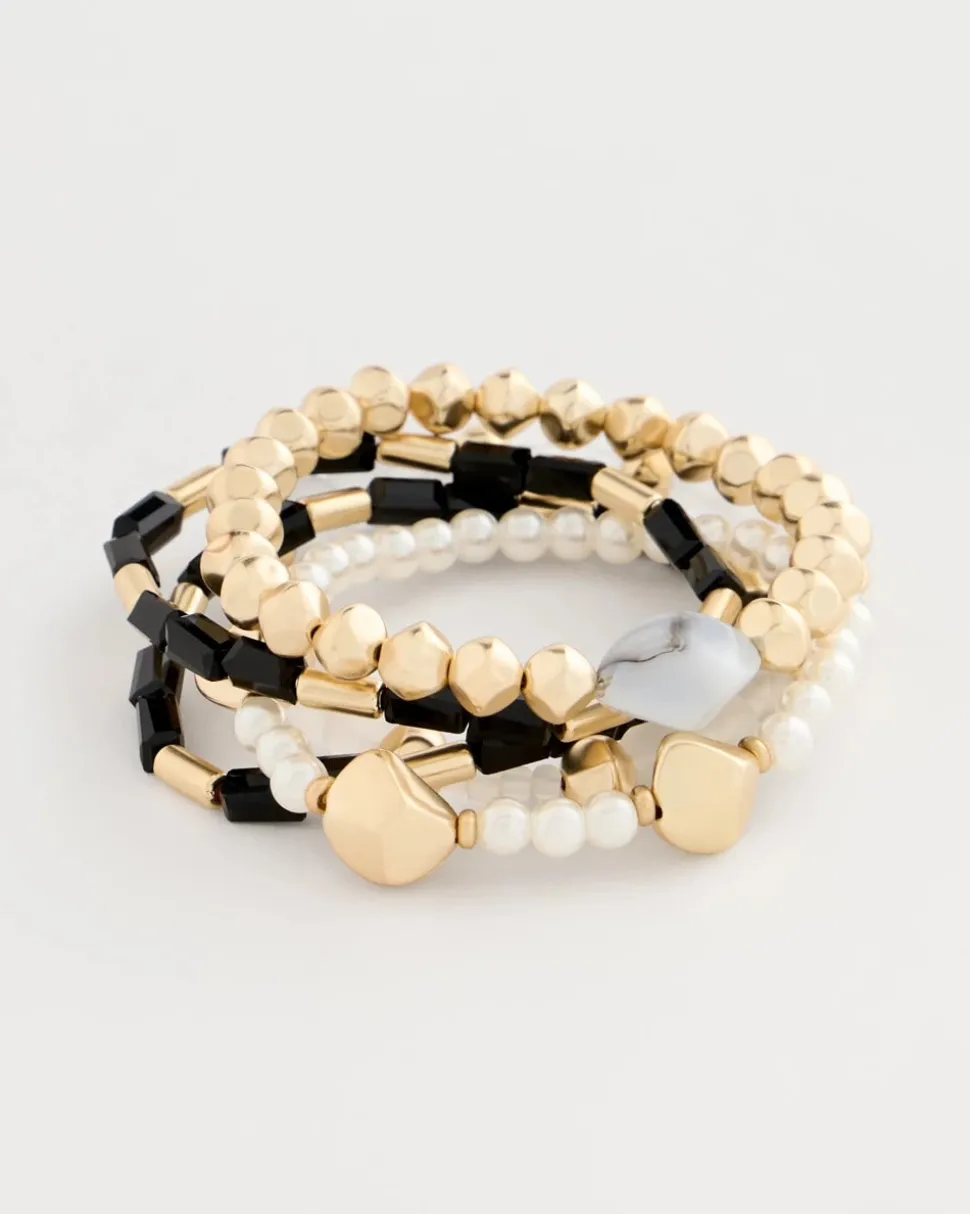Stretch Set of Five Glam Beaded Bracelets