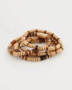 Stretch Set of Five Neutral Beaded Bracelets