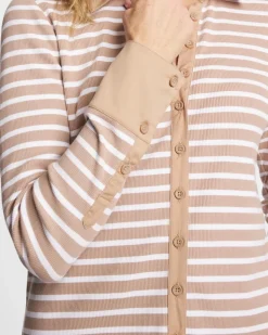 Striped Collared Rib Mix Henley