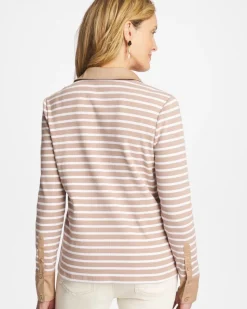 Striped Collared Rib Mix Henley