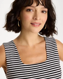 Striped Contour Cotton™ Square Neck Tank
