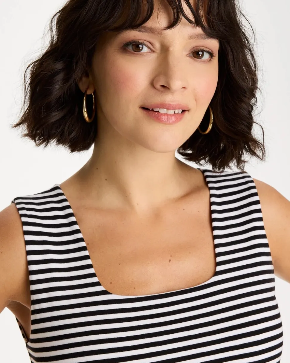 Striped Contour Cotton™ Square Neck Tank