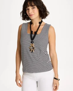 Striped Contour Cotton™ Square Neck Tank