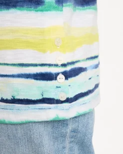 Striped Cotton Slub Elbow-Sleeve Tee
