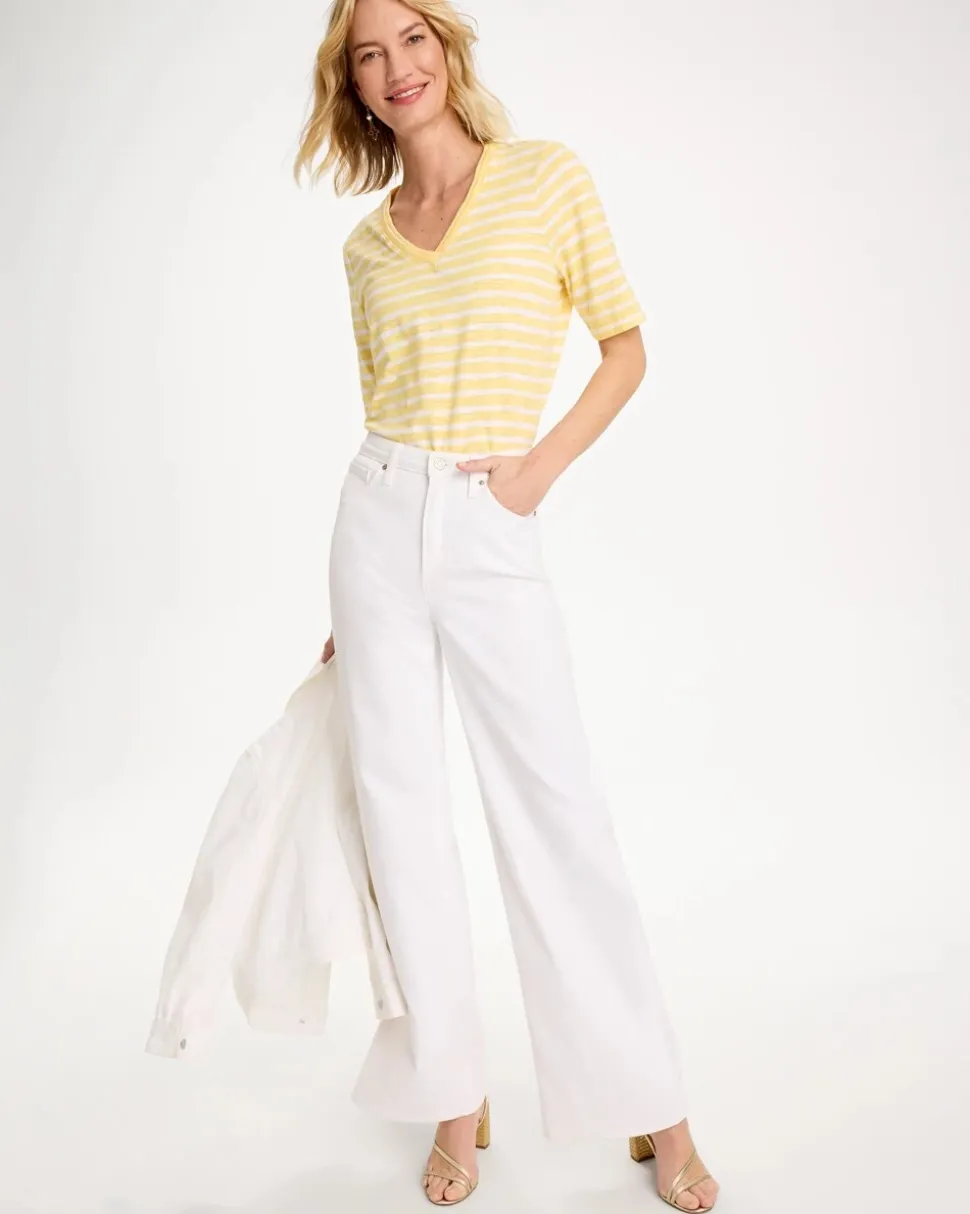 Striped Cotton Slub V-Neck Tee