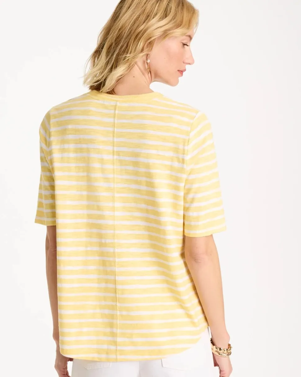 Striped Cotton Slub V-Neck Tee