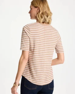 Striped Cotton Slub V-Neck Tee