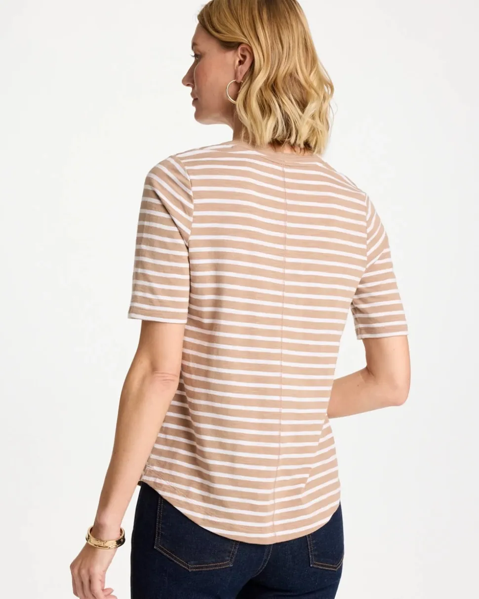 Striped Cotton Slub V-Neck Tee