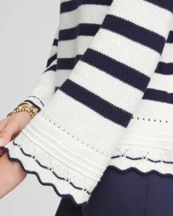 Striped Eyelet Pointelle Pullover