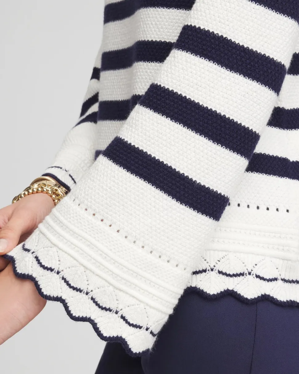 Striped Eyelet Pointelle Pullover