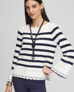 Striped Eyelet Pointelle Pullover