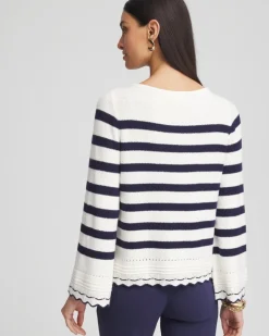 Striped Eyelet Pointelle Pullover