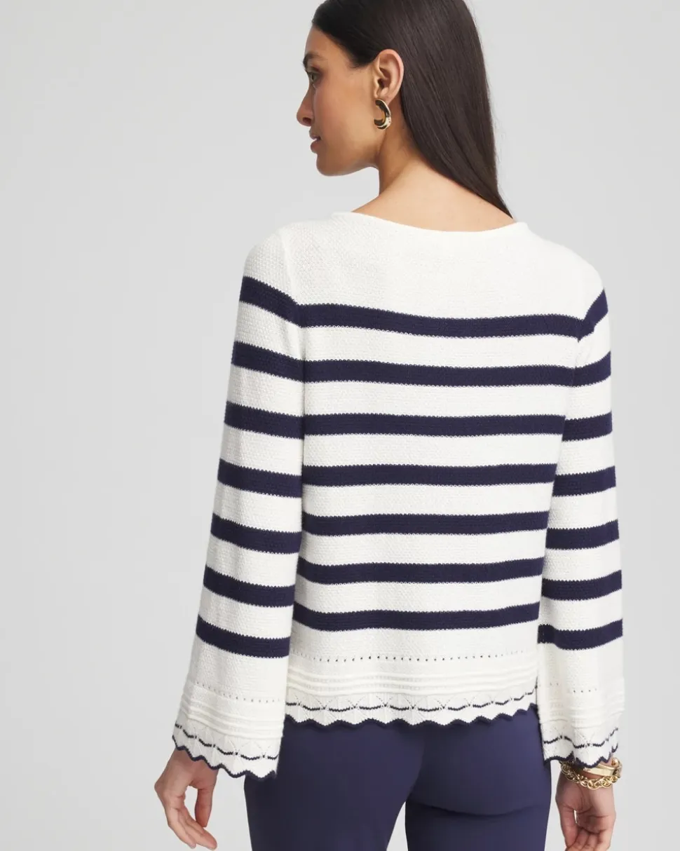 Striped Eyelet Pointelle Pullover