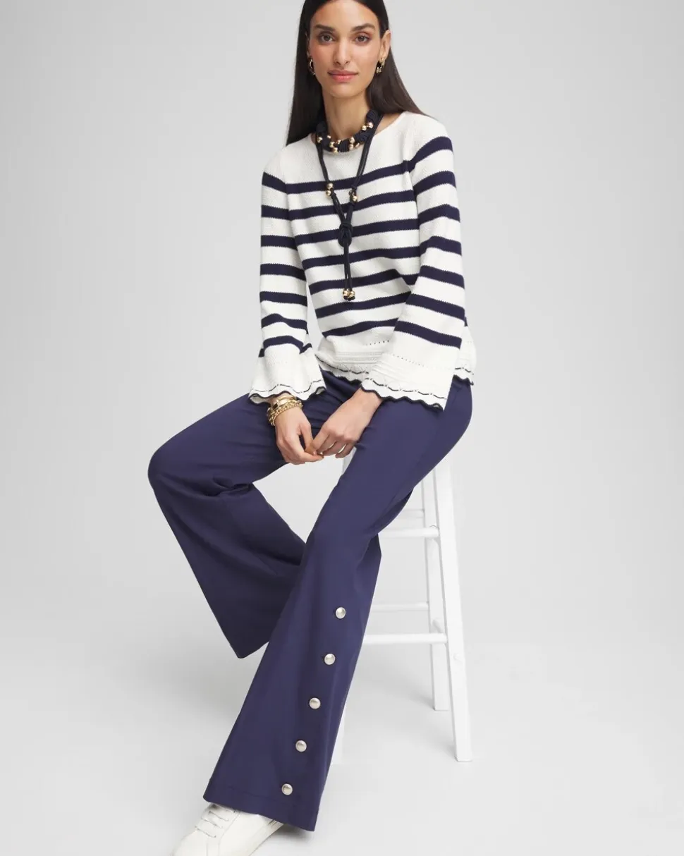 Striped Eyelet Pointelle Pullover