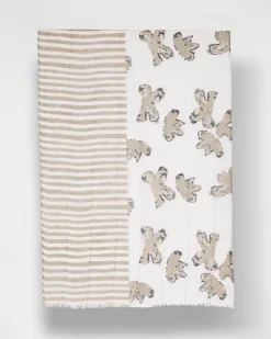 Striped Floral Oblong Scarf