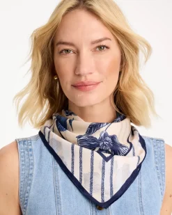 Striped Floral Square Scarf