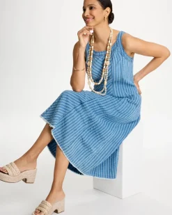 Striped Gauze Denim Dress