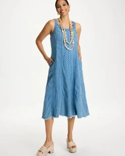 Striped Gauze Denim Dress
