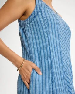 Striped Gauze Denim Dress