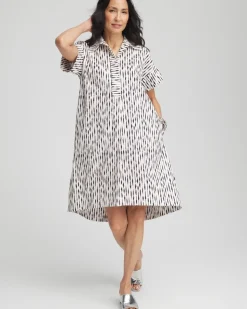 Striped High-Low Popover Dress