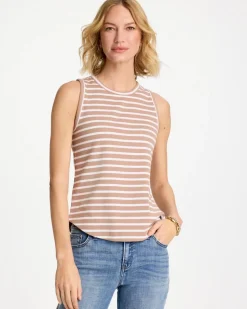 Striped High Neck Rib Tank