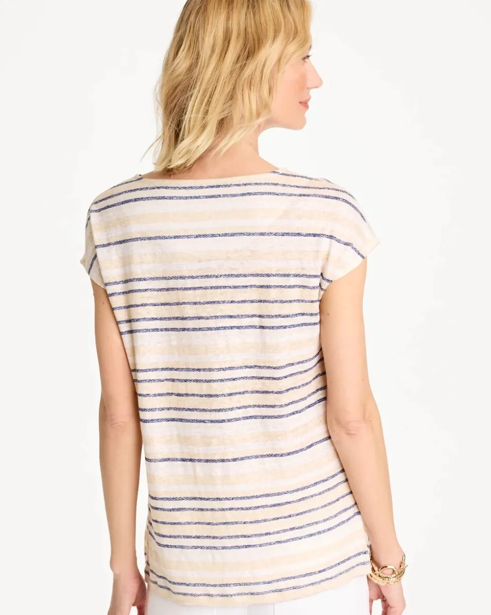 Striped Linen Dolman Tee