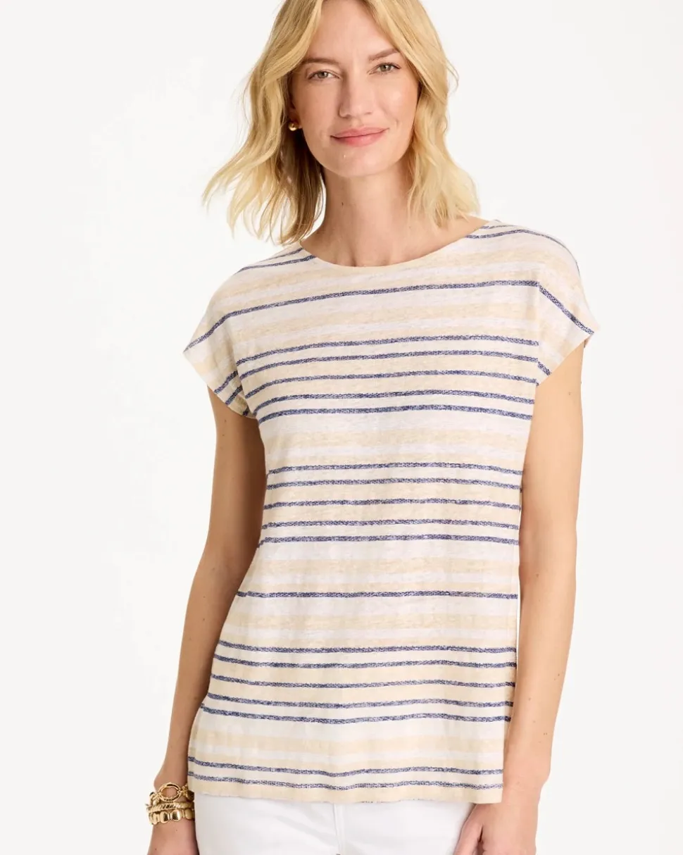 Striped Linen Dolman Tee