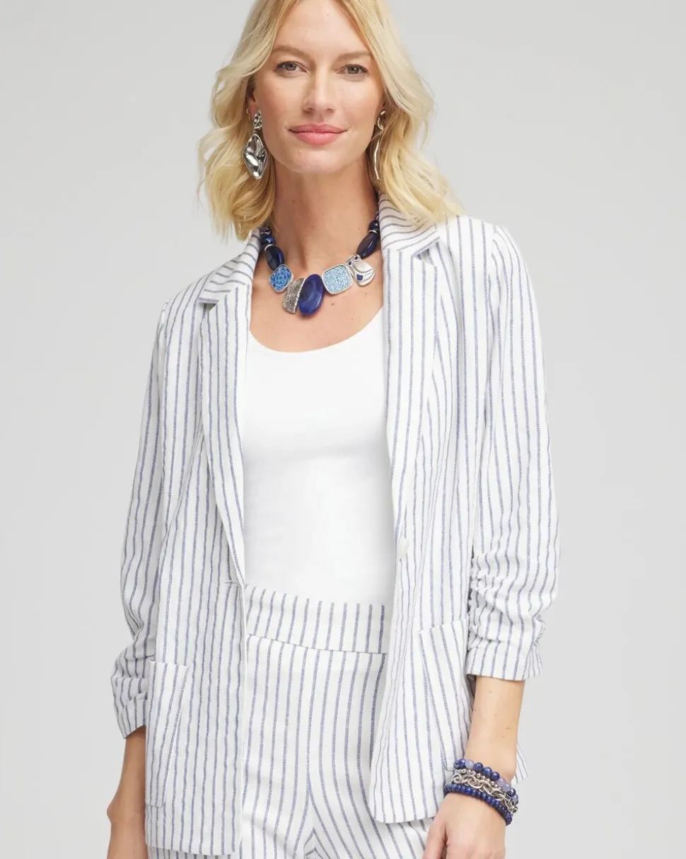 Striped Linen Stretch Blazer