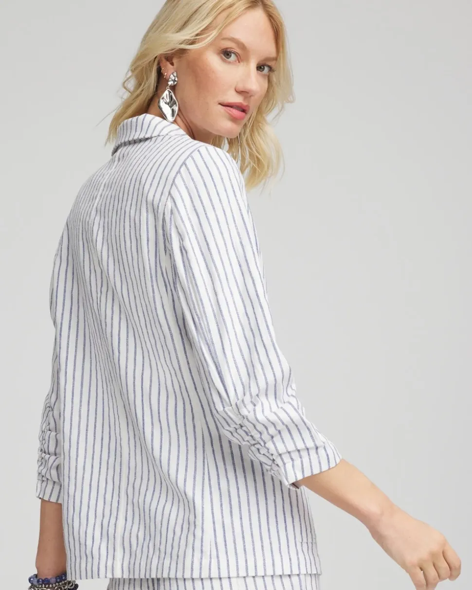 Striped Linen Stretch Blazer