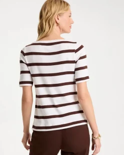 Striped Pima Elbow Sleeve Tee