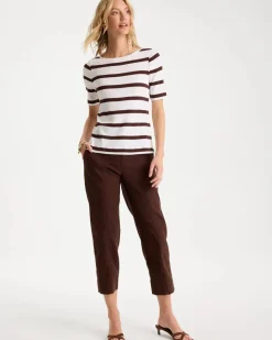 Striped Pima Elbow Sleeve Tee