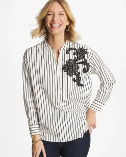 Striped Poplin Applique Tunic
