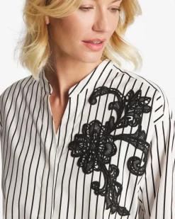 Striped Poplin Applique Tunic