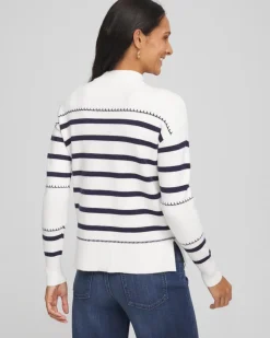 Striped Relaxed Mockneck Pullover