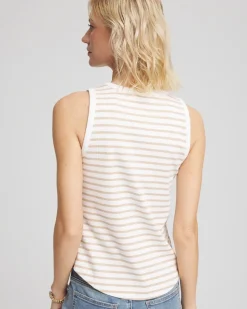 Striped Ribbed High-Neck Tank