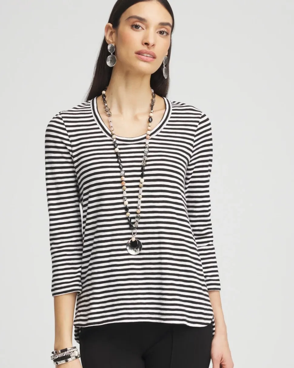 Striped Slub 3/4-Sleeve Tee