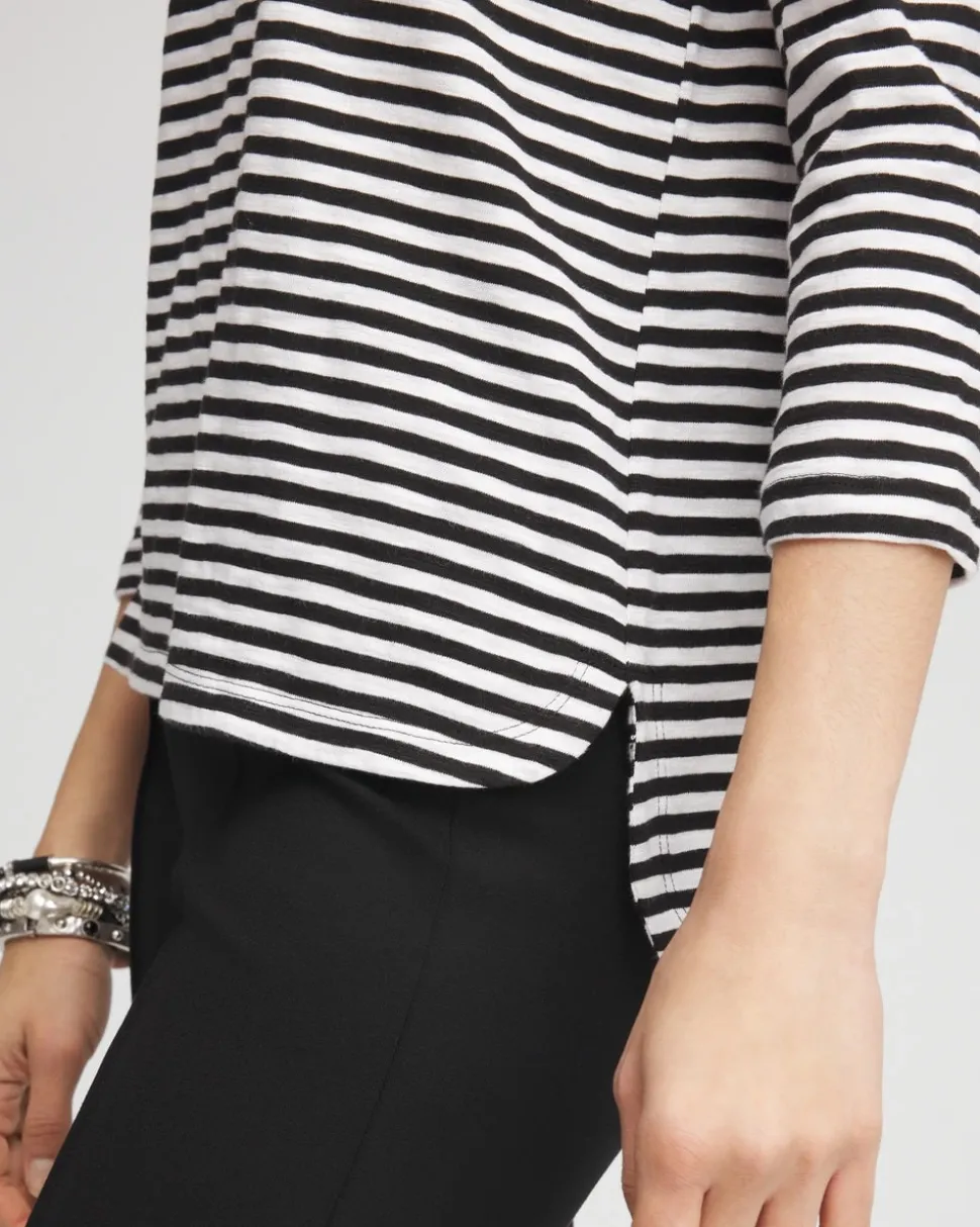Striped Slub 3/4-Sleeve Tee