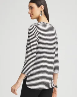 Striped Slub 3/4-Sleeve Tee