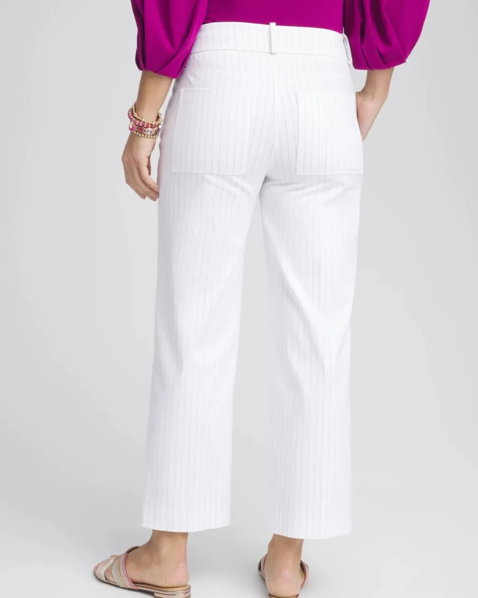 Striped Straight-Leg Cropped Pants