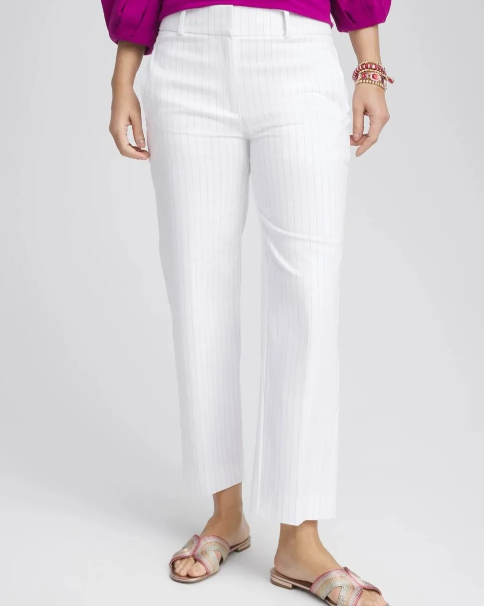 Striped Straight-Leg Cropped Pants