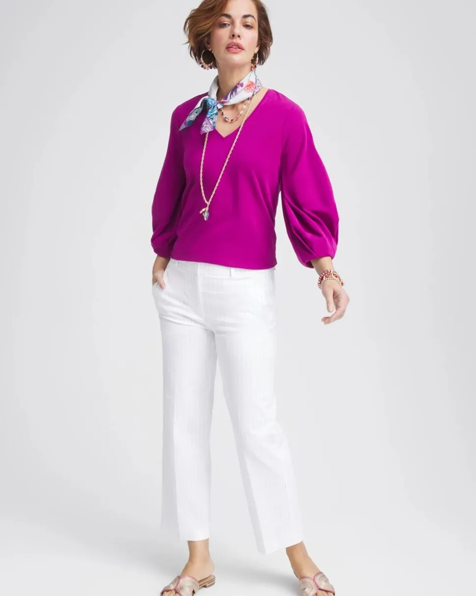 Striped Straight-Leg Cropped Pants