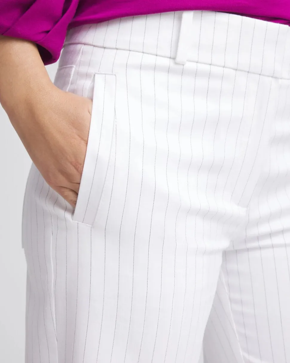 Striped Straight-Leg Cropped Pants