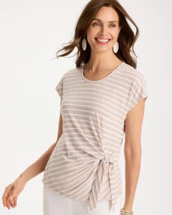 Striped Tie-Front Tee