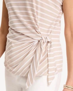 Striped Tie-Front Tee