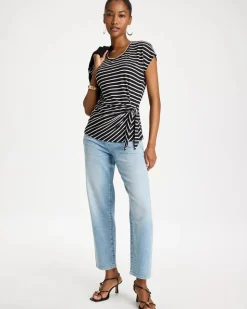 Striped Tie-Front Tee