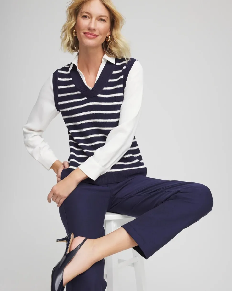 Striped V-Neck 2 in 1 Sweater Vest