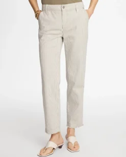 Stripe Girlfriend Straight Ankle Jeans