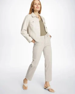 Stripe Girlfriend Straight Ankle Jeans