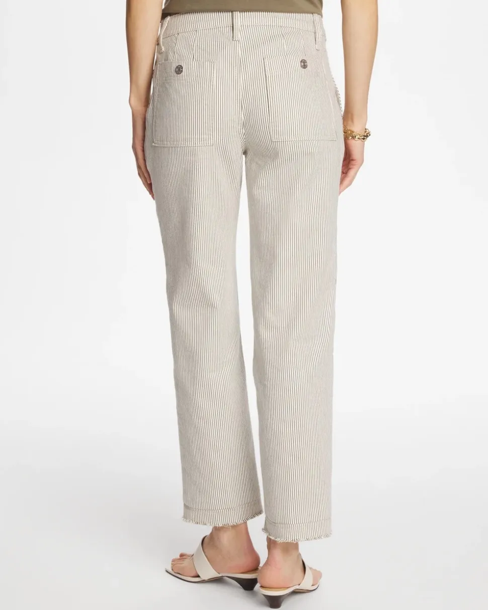 Stripe Girlfriend Straight Ankle Jeans